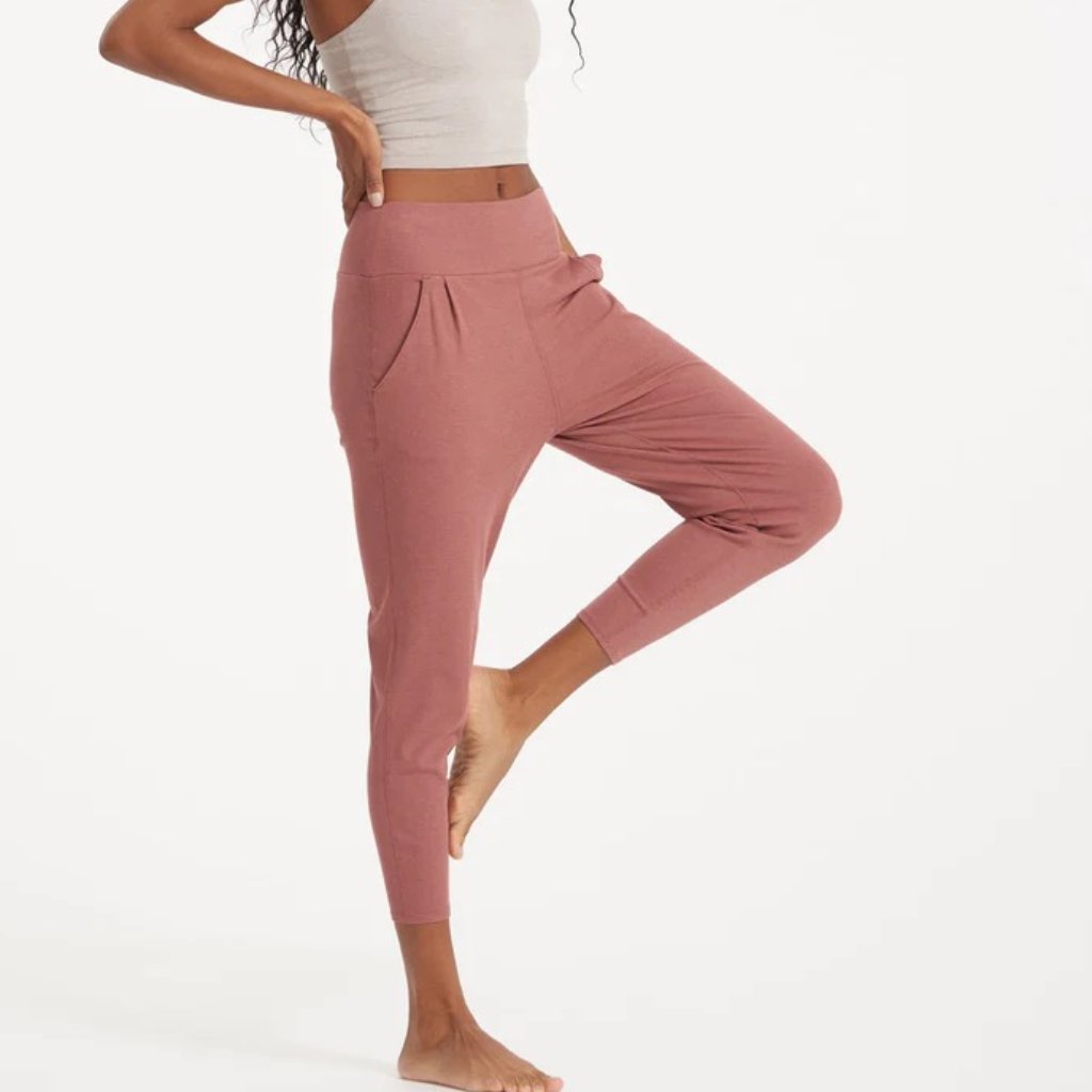 Vuori Pose At Ease Pant Ultra Soft Performance Rib Mid Rise Rosewood Heather Xs